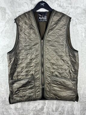 Barbour Polarquilt Vest Green Full Zip Quilted Zip In Liner Outdoor Mens Large